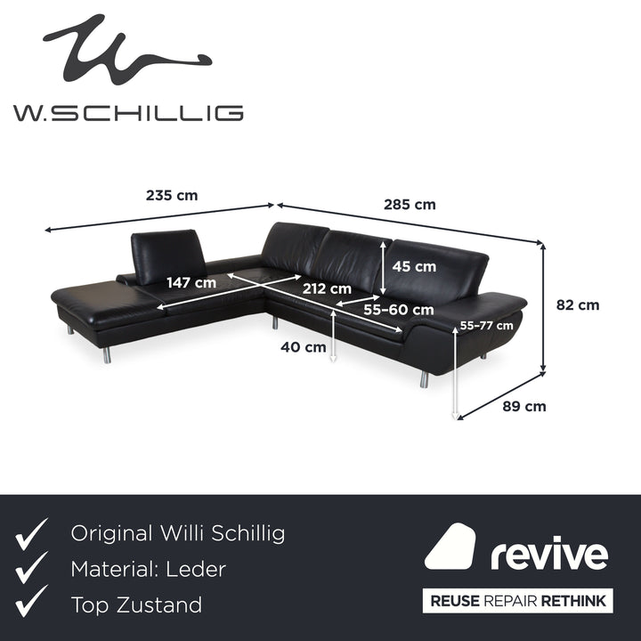 Loop Leder Ecksofa Schwarz Sofa Couch manuelle Funktion