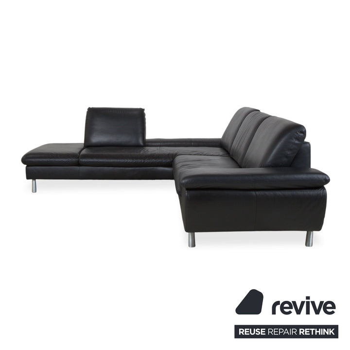 Loop Leder Ecksofa Schwarz Sofa Couch manuelle Funktion