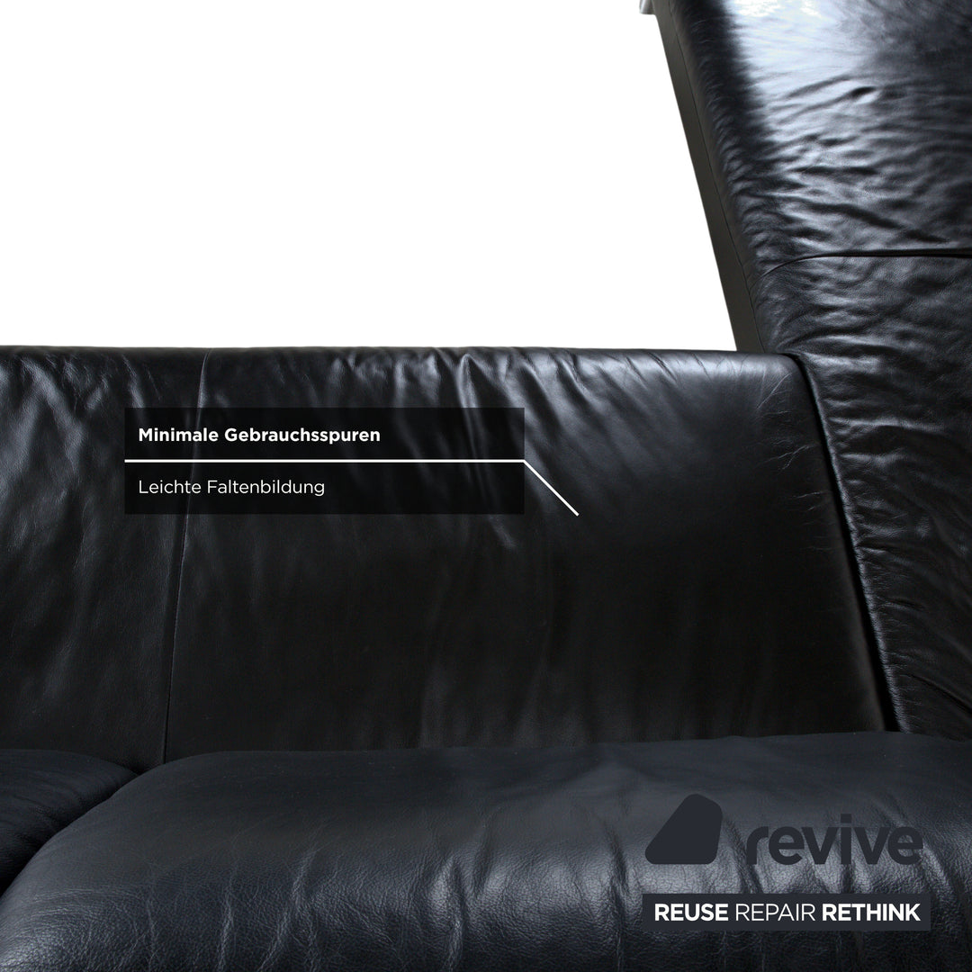 Loop Leder Ecksofa Schwarz Sofa Couch manuelle Funktion