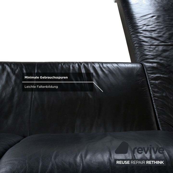 Loop Leder Ecksofa Schwarz Sofa Couch manuelle Funktion