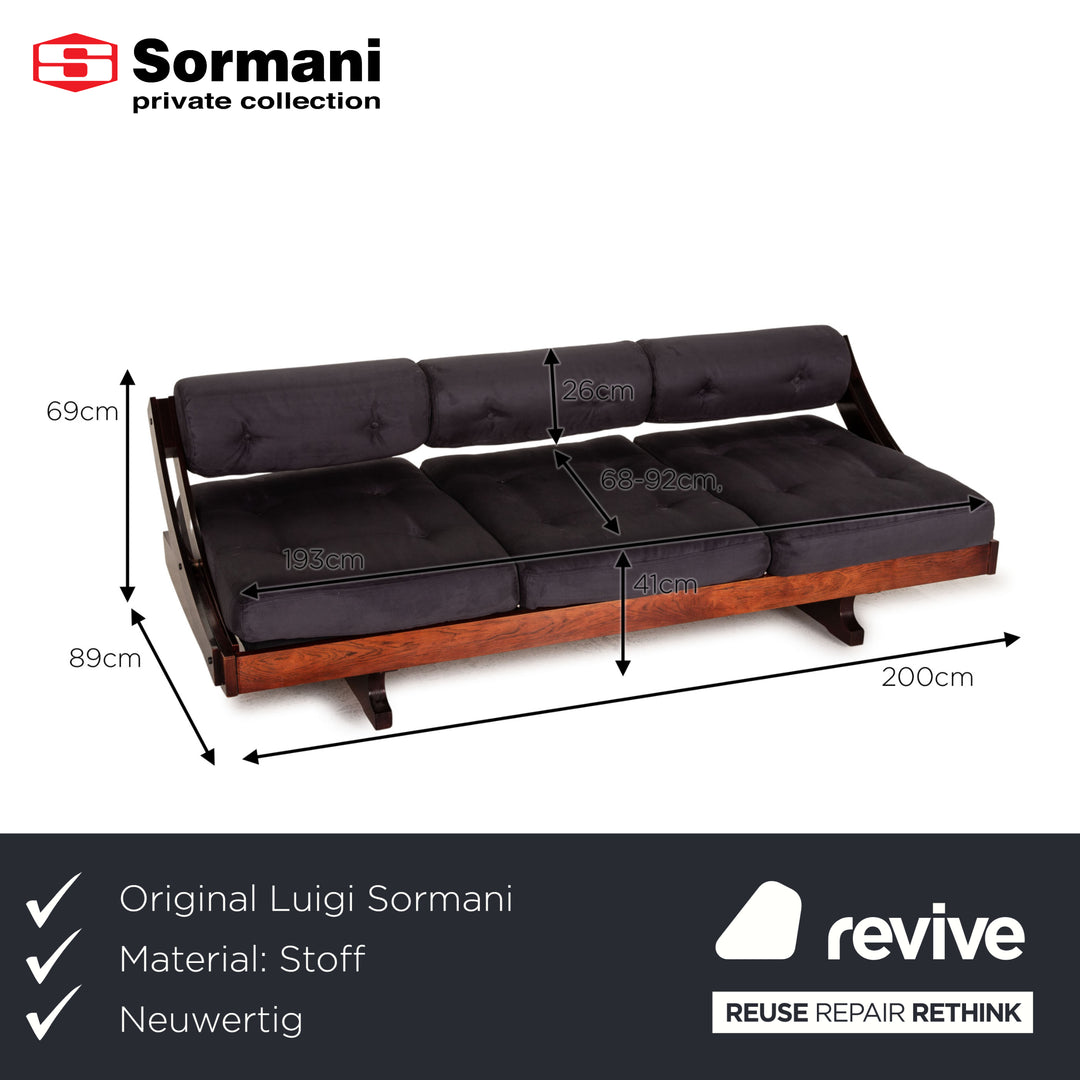 Luigi Sormani GS195 Fabric Sofa Gray Three Seater Daybed Couch