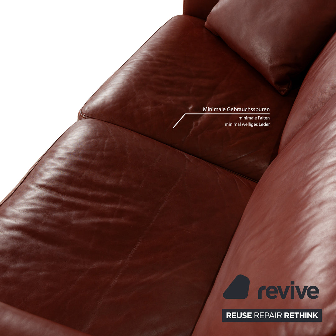 Machalke Amadeo Leder Dreisitzer Rot Braun Sofa Couch