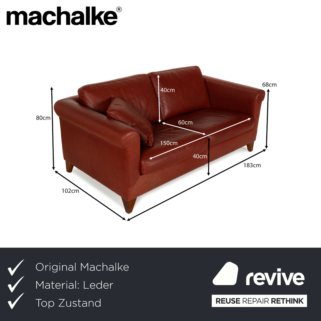 Machalke Amadeo Leder Dreisitzer Rot Braun Sofa Couch