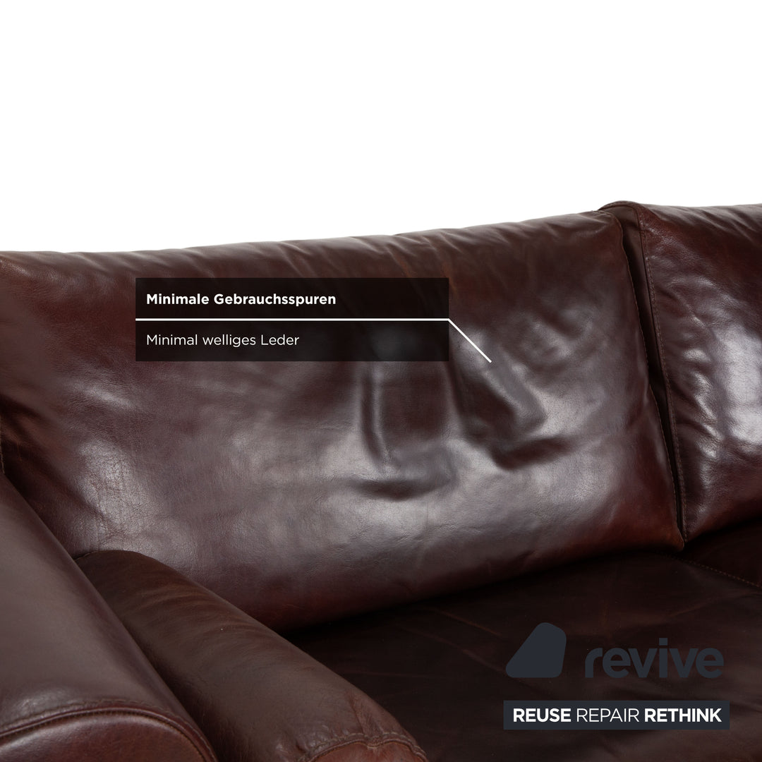 Machalke Amadeo Leder Dreisitzer Rot Braun Sofa Couch