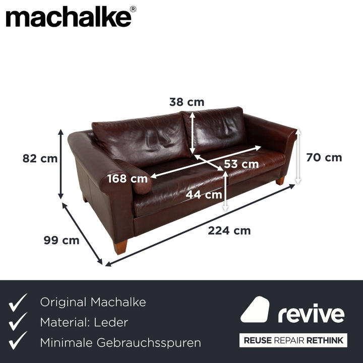 Machalke Amadeo Leder Dreisitzer Rot Braun Sofa Couch