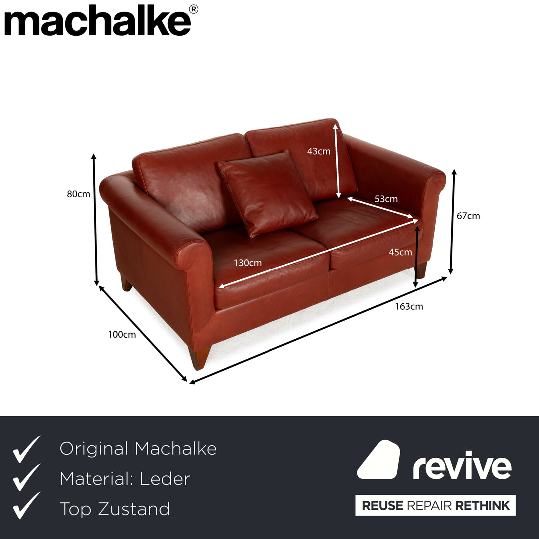 Machalke Amadeo Leather Two-Seater Red Brown Sofa Couch