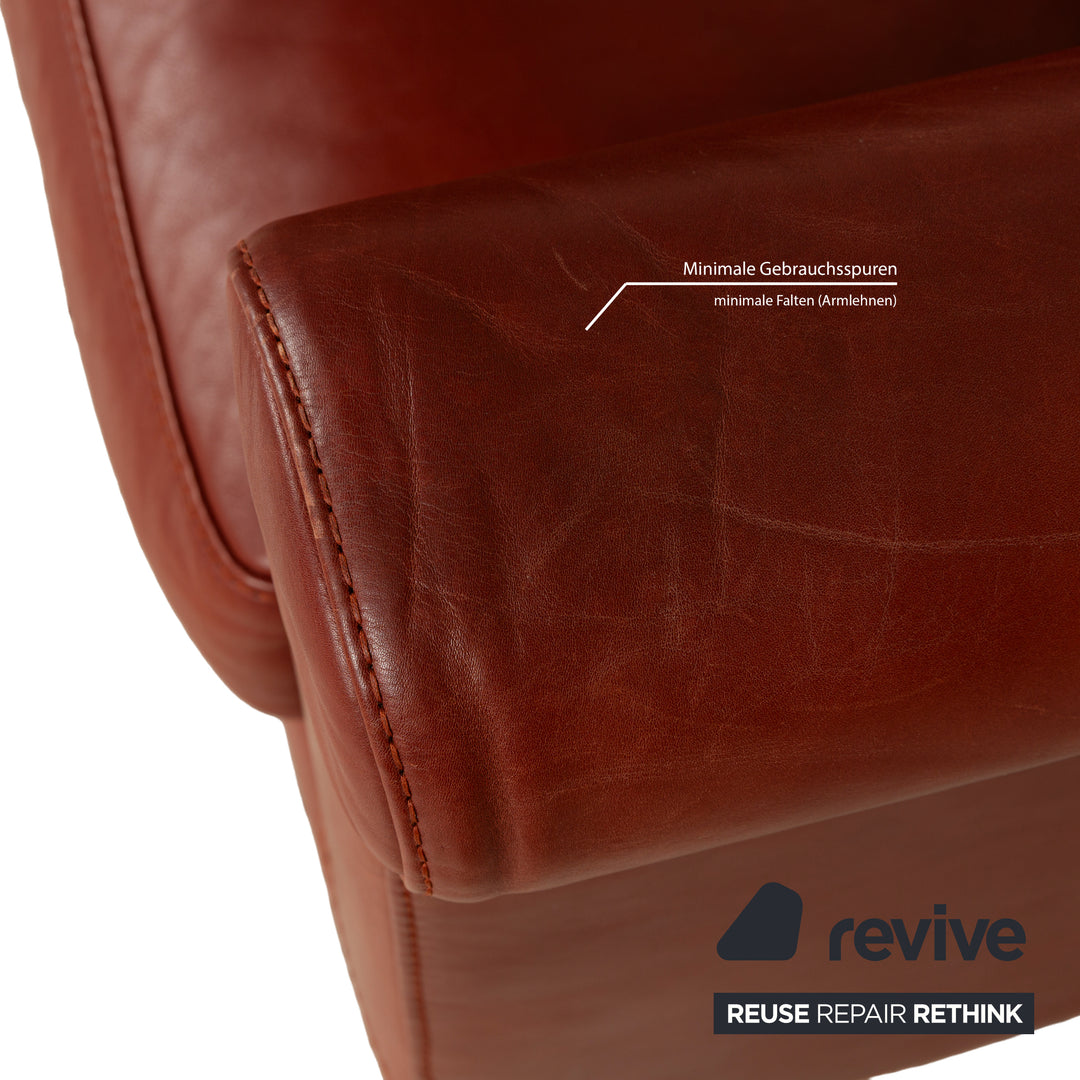 Machalke Amadeo Leather Two-Seater Red Brown Sofa Couch