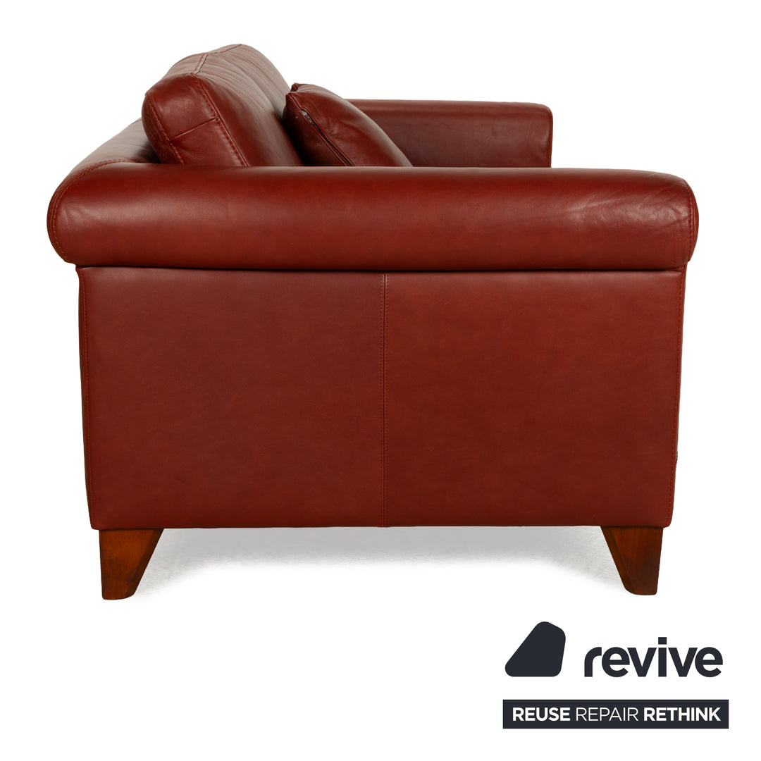 Machalke Amadeo Leather Two-Seater Red Brown Sofa Couch