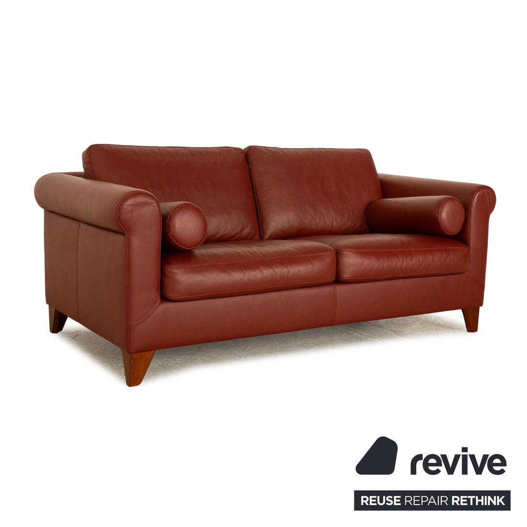 Machalke Amadeo Leather Two Seater Red Sofa Couch