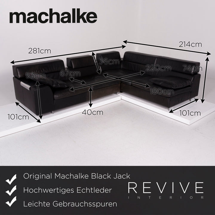 Machalke Black Jack Leder Sofa Schwarz Ecksofa #11665