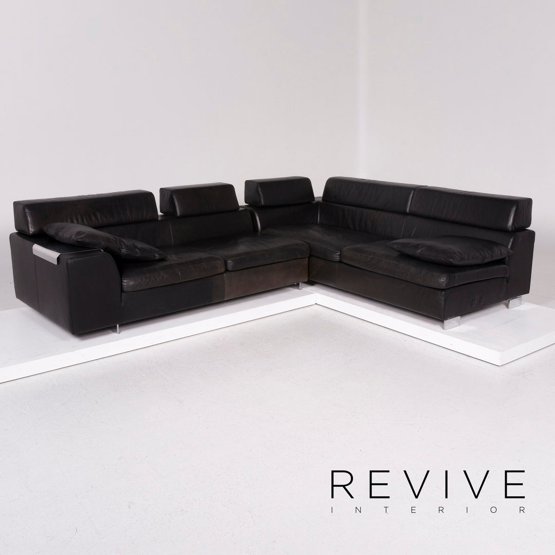 Machalke Black Jack Leder Sofa Schwarz Ecksofa #11665