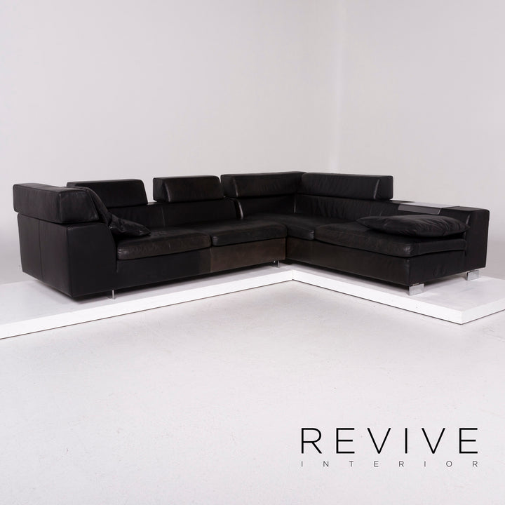 Machalke Black Jack Leder Sofa Schwarz Ecksofa #11665