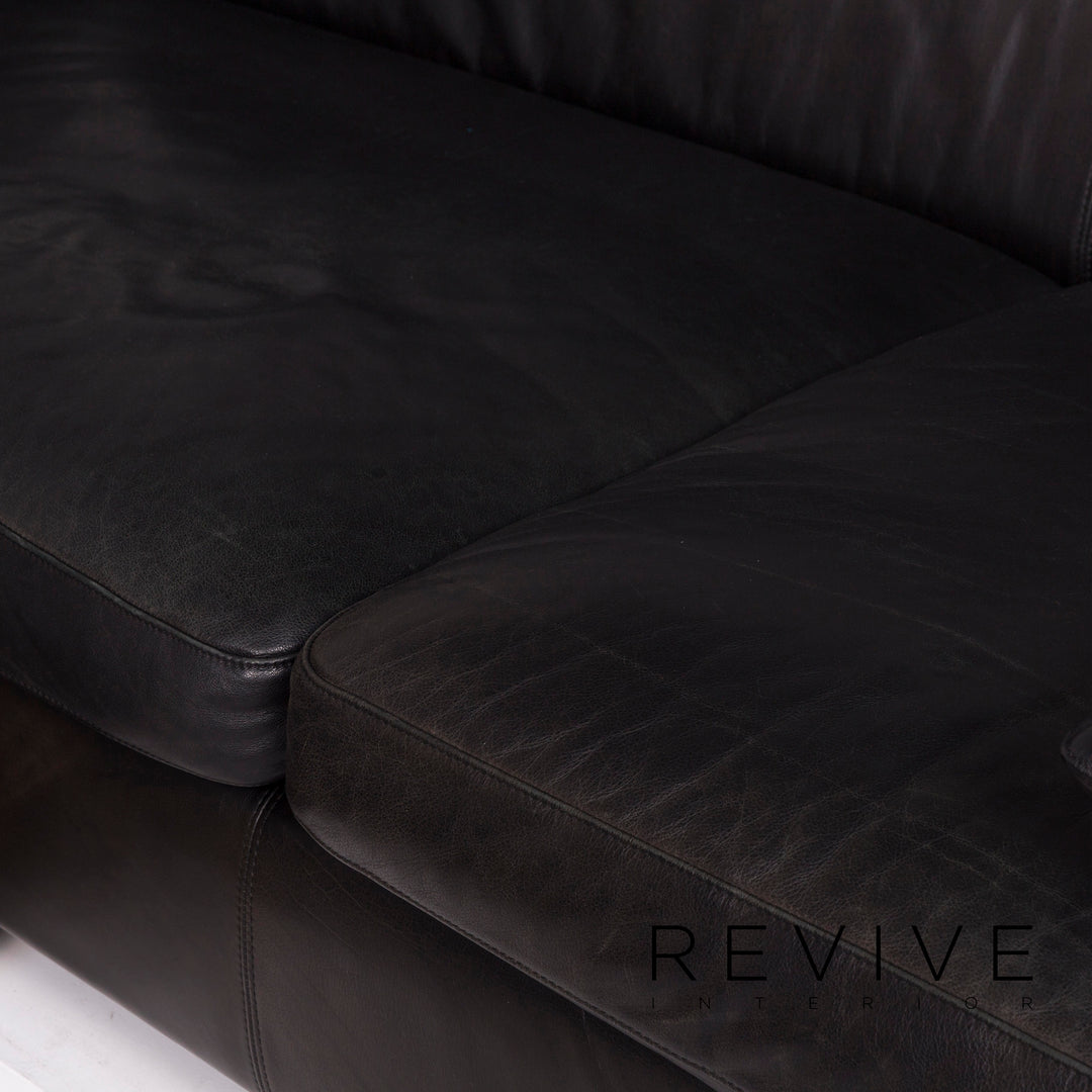 Machalke Black Jack Leder Sofa Schwarz Ecksofa #11665