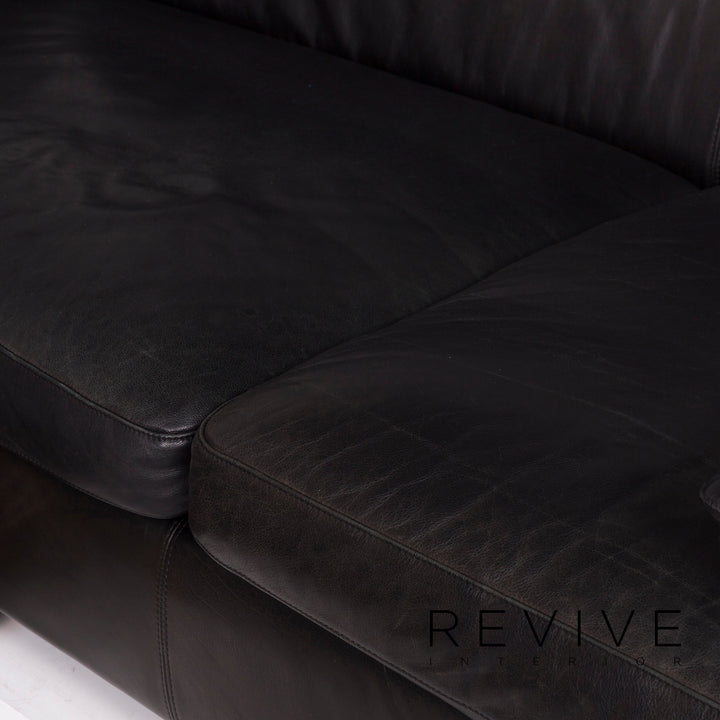 Machalke Black Jack Leder Sofa Schwarz Ecksofa #11665