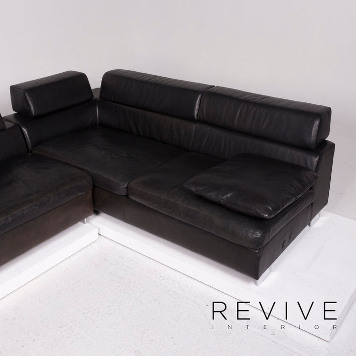 Machalke Black Jack Leder Sofa Schwarz Ecksofa #11665
