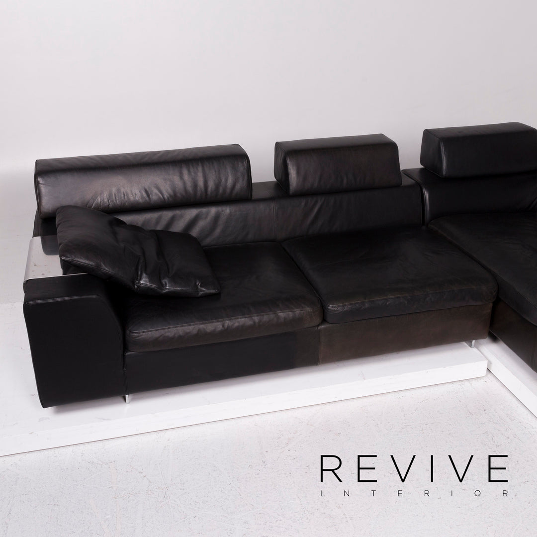 Machalke Black Jack Leder Sofa Schwarz Ecksofa #11665