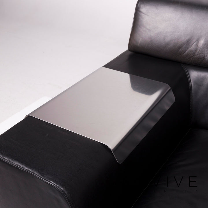 Machalke Black Jack Leder Sofa Schwarz Ecksofa #11665