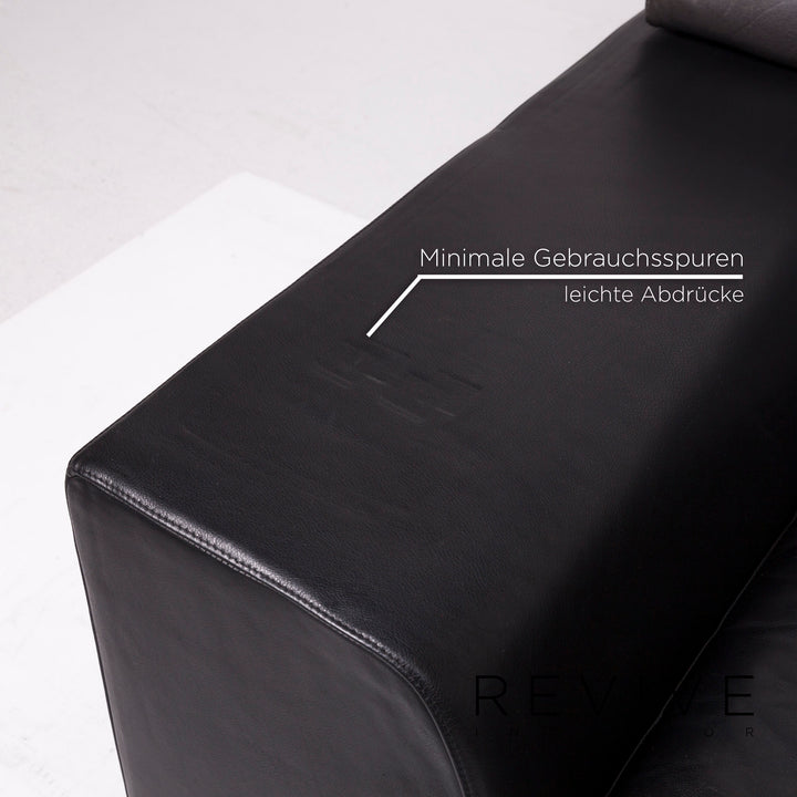 Machalke Black Jack Leder Sofa Schwarz Ecksofa #11665