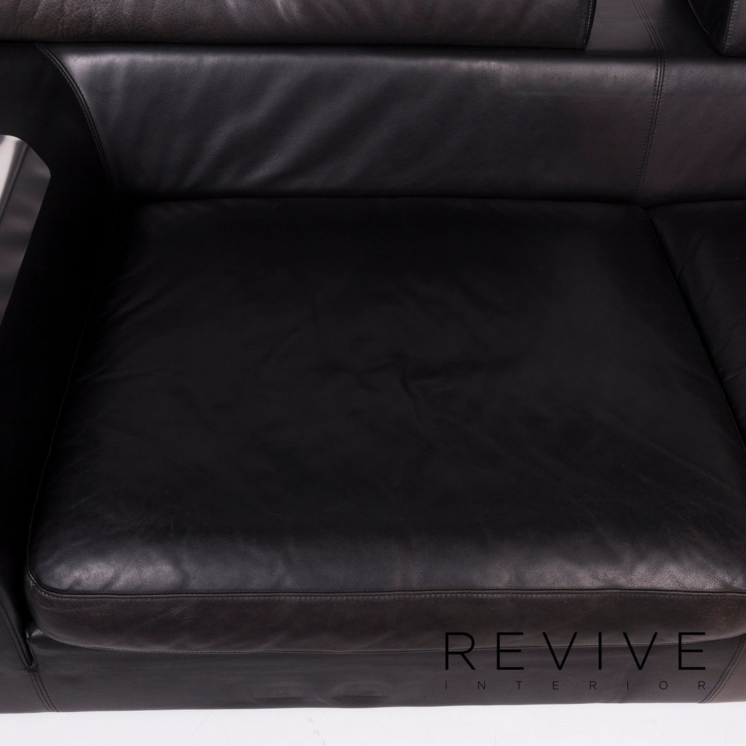 Machalke Black Jack Leder Sofa Schwarz Ecksofa #11665