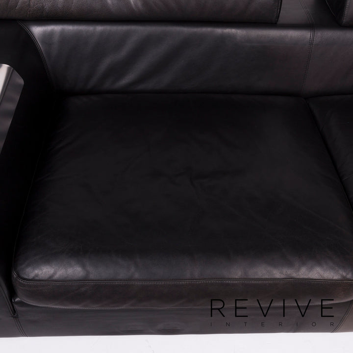 Machalke Black Jack Leder Sofa Schwarz Ecksofa #11665