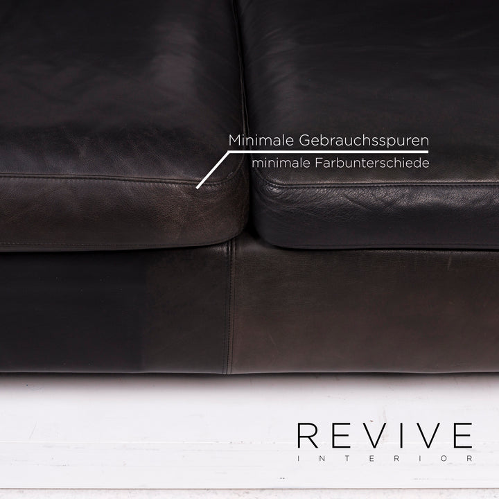 Machalke Black Jack Leder Sofa Schwarz Ecksofa #11665