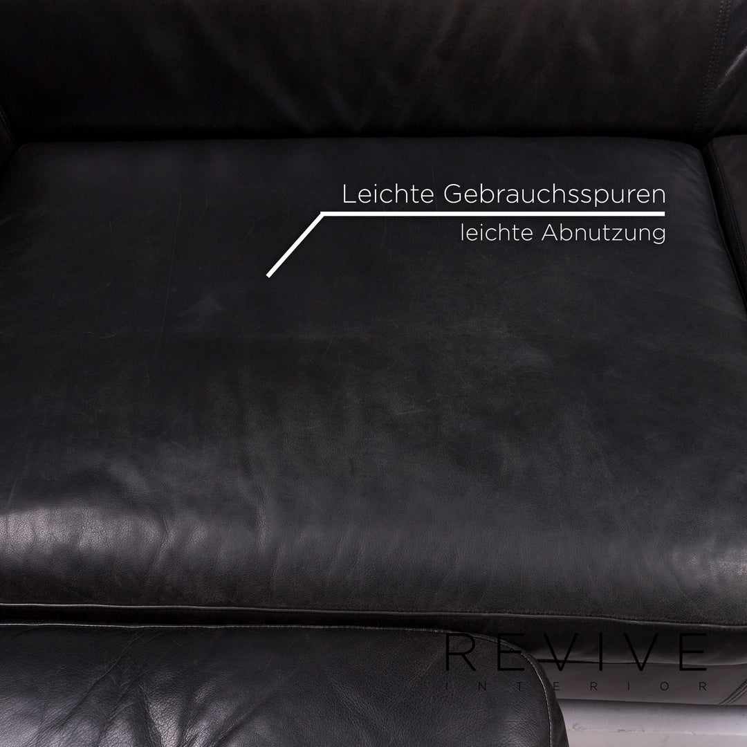 Machalke Black Jack Leder Sofa Schwarz Ecksofa #11665
