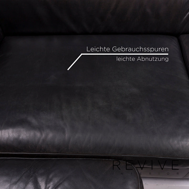 Machalke Black Jack Leder Sofa Schwarz Ecksofa #11665