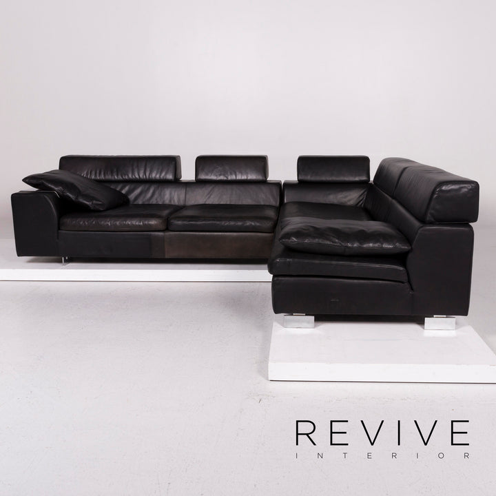 Machalke Black Jack Leder Sofa Schwarz Ecksofa #11665
