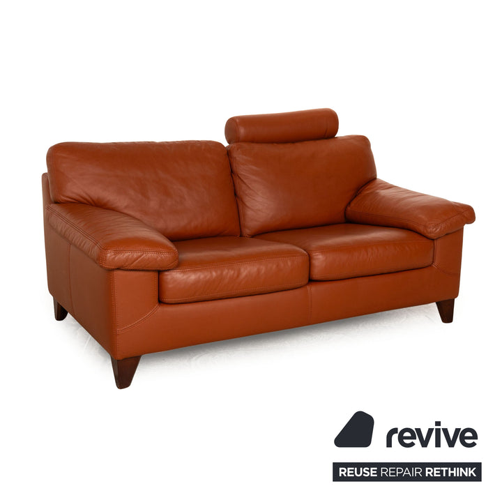 Machalke Crack Leather Two Seater Brown Sofa Couch Manual Function