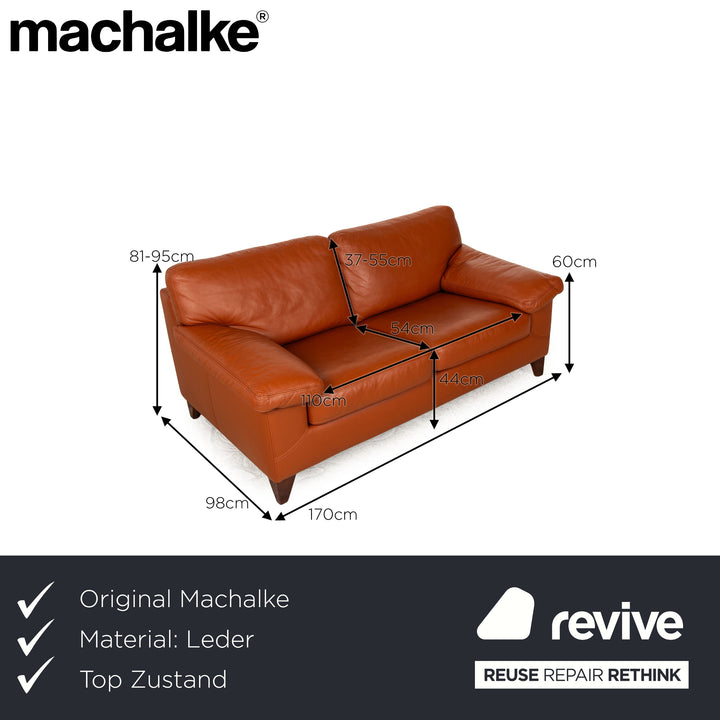 Machalke Crack Leather Two Seater Brown Sofa Couch Manual Function