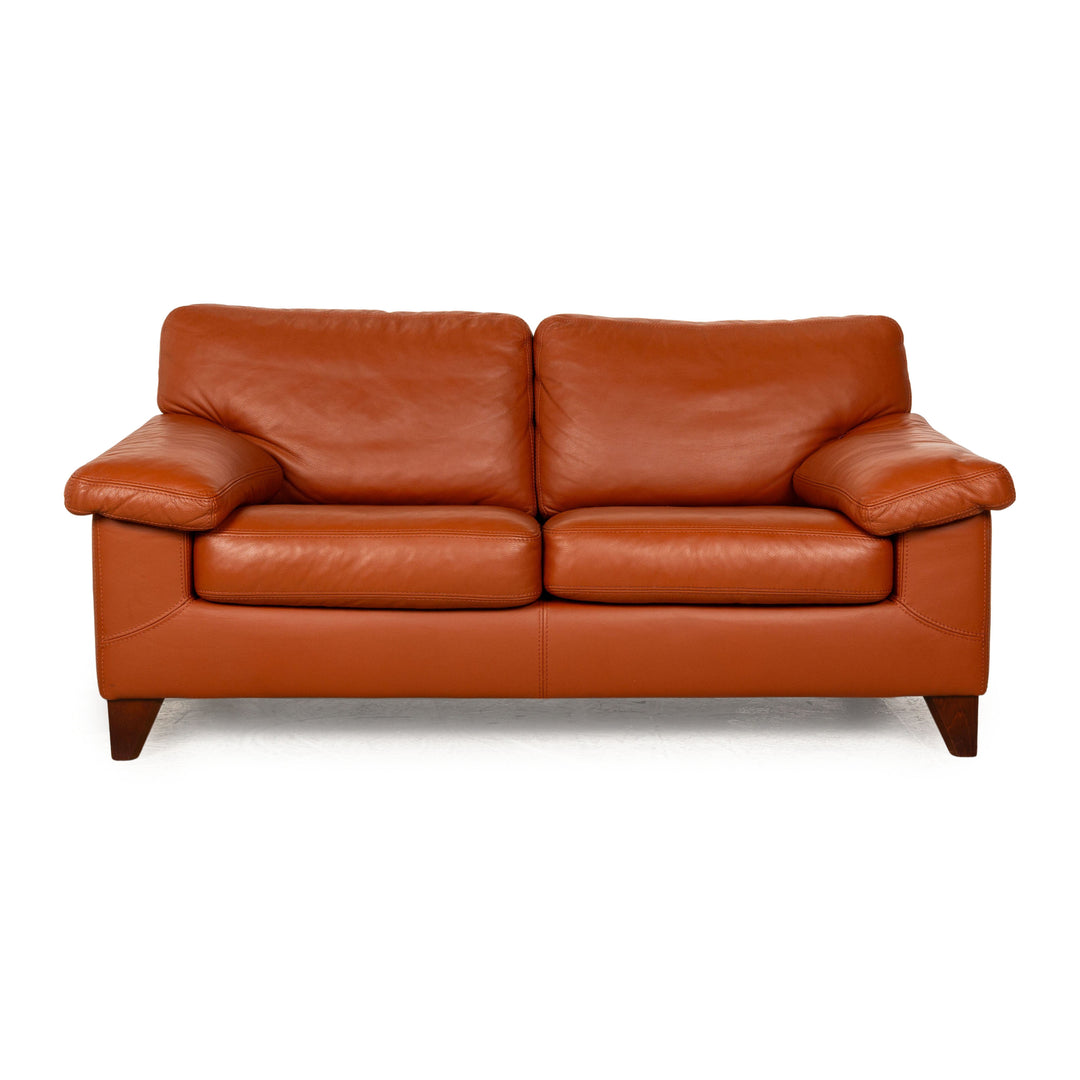 Machalke Crack Leather Two Seater Brown Sofa Couch Manual Function