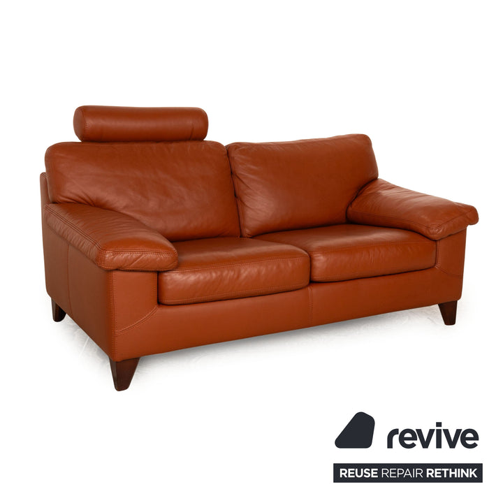 Machalke Crack Leather Two Seater Brown Sofa Couch Manual Function