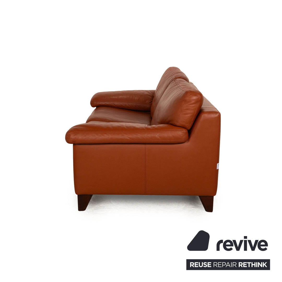 Machalke Crack Leather Two Seater Brown Sofa Couch Manual Function