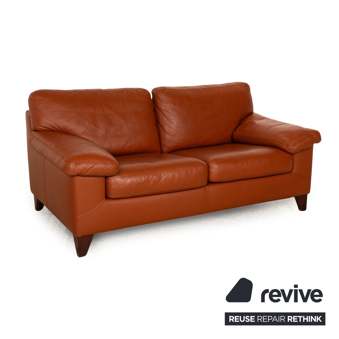 Machalke Crack Leather Two Seater Brown Sofa Couch Manual Function