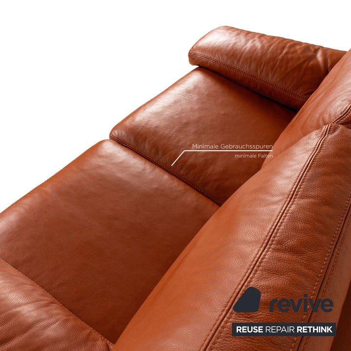 Machalke Crack Leather Two Seater Brown Sofa Couch Manual Function