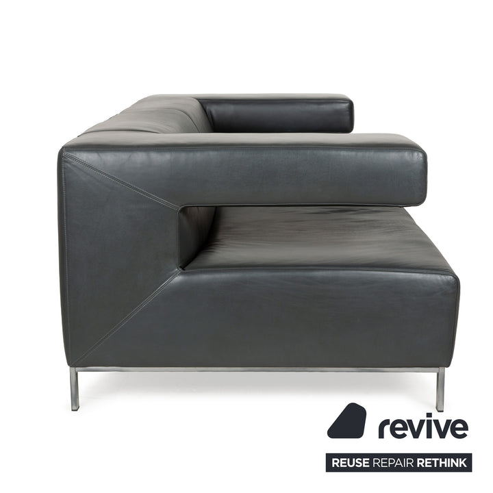 Machalke Crack Leder Zweisitzer Grau Schiefer Sofa Couch