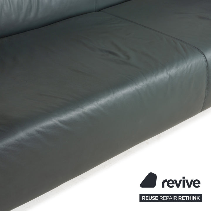 Machalke Crack Leder Zweisitzer Grau Schiefer Sofa Couch