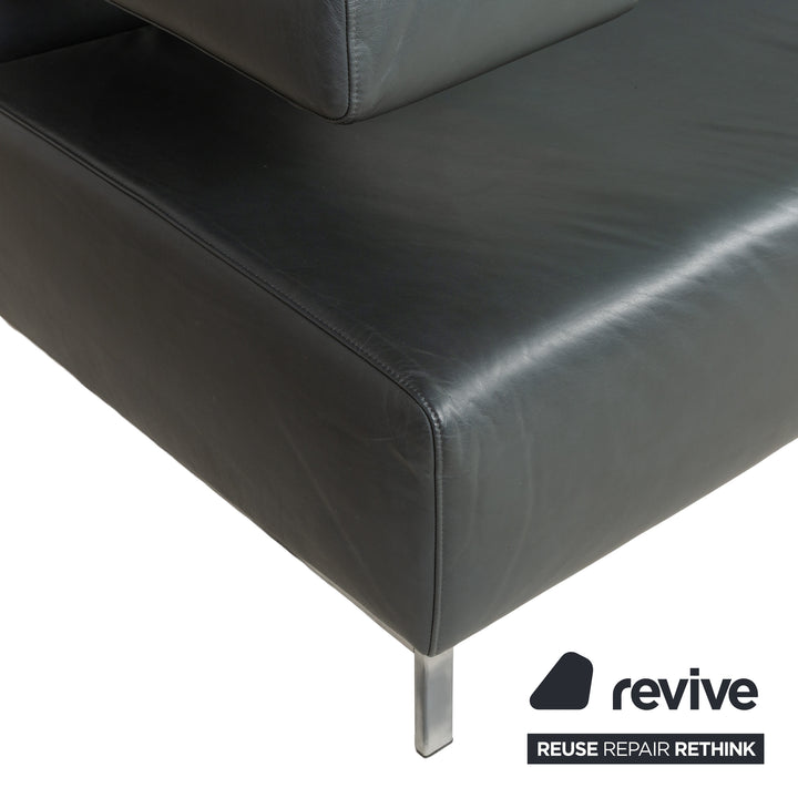 Machalke Crack Leder Zweisitzer Grau Schiefer Sofa Couch
