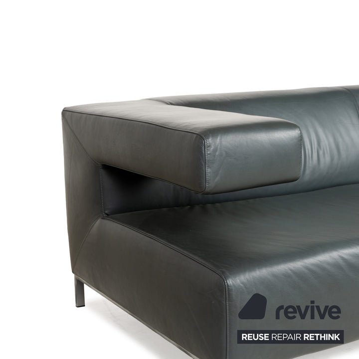Machalke Crack Leder Zweisitzer Grau Schiefer Sofa Couch