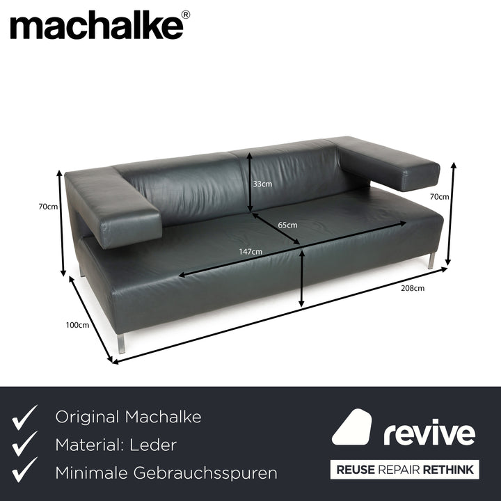 Machalke Crack Leder Zweisitzer Grau Schiefer Sofa Couch