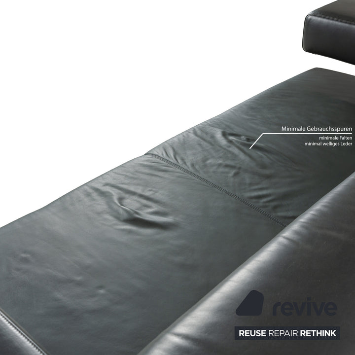 Machalke Crack Leder Zweisitzer Grau Schiefer Sofa Couch