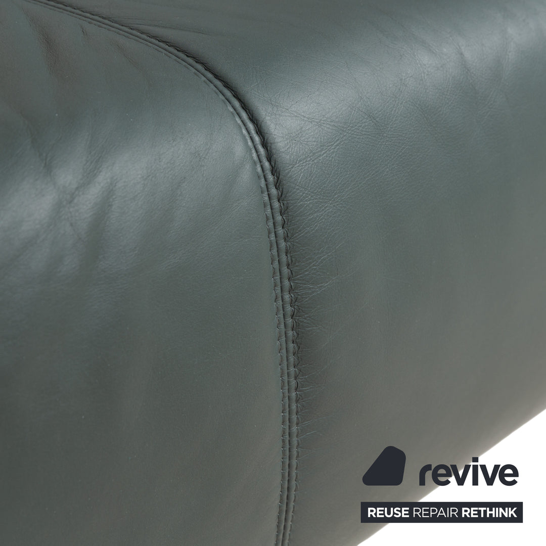 Machalke Crack Leder Zweisitzer Grau Schiefer Sofa Couch