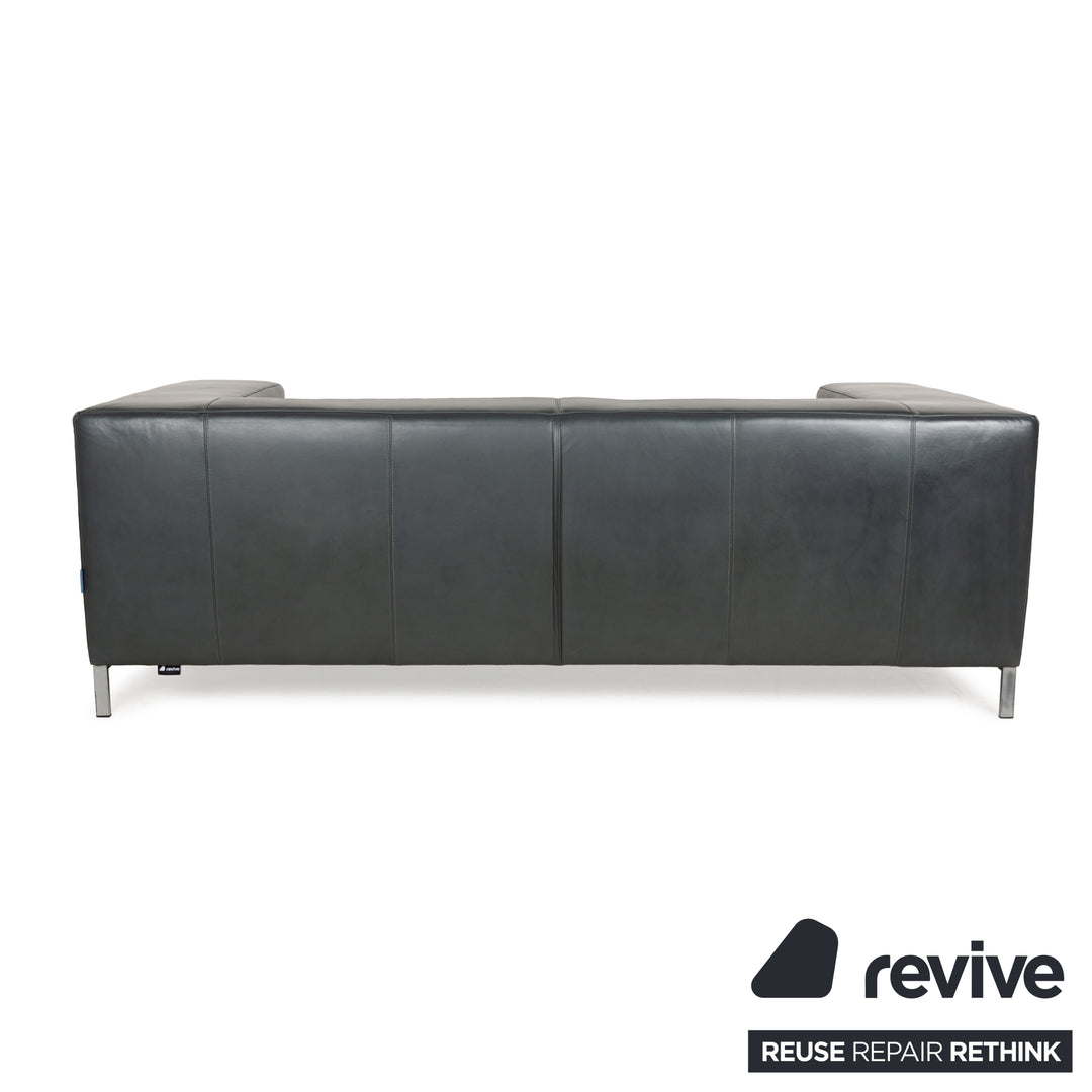 Machalke Crack Leder Zweisitzer Grau Schiefer Sofa Couch