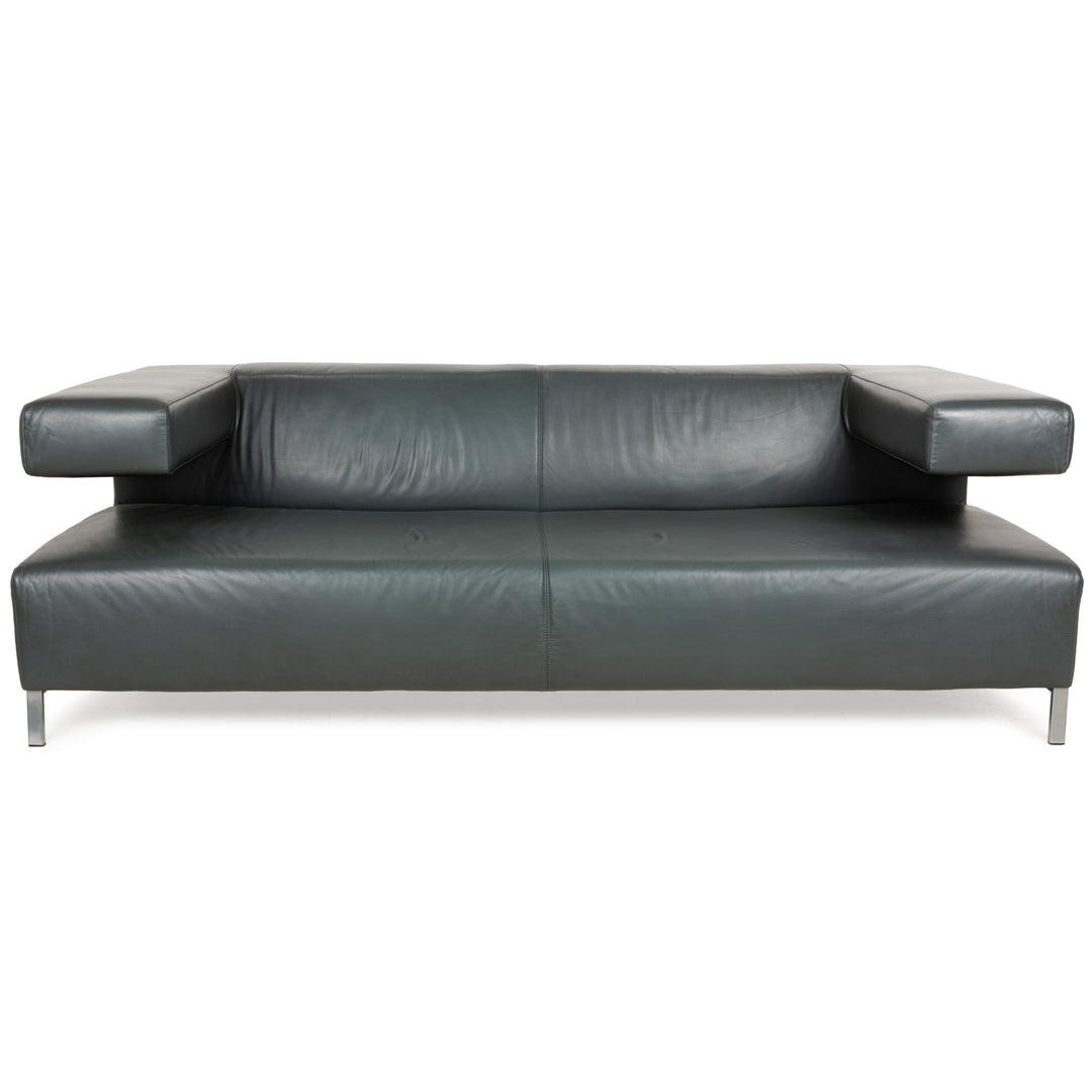 Machalke Crack Leder Zweisitzer Grau Schiefer Sofa Couch