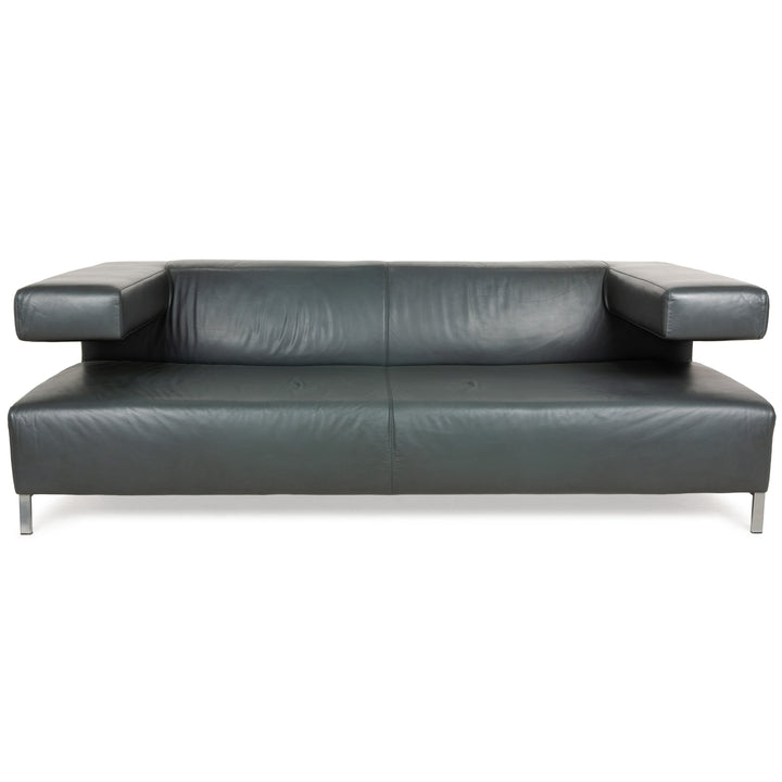 Machalke Crack Leder Zweisitzer Grau Schiefer Sofa Couch