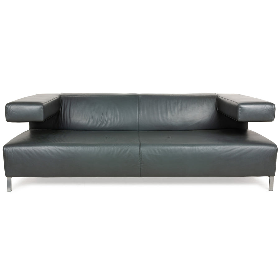 Machalke Crack Leder Zweisitzer Grau Schiefer Sofa Couch