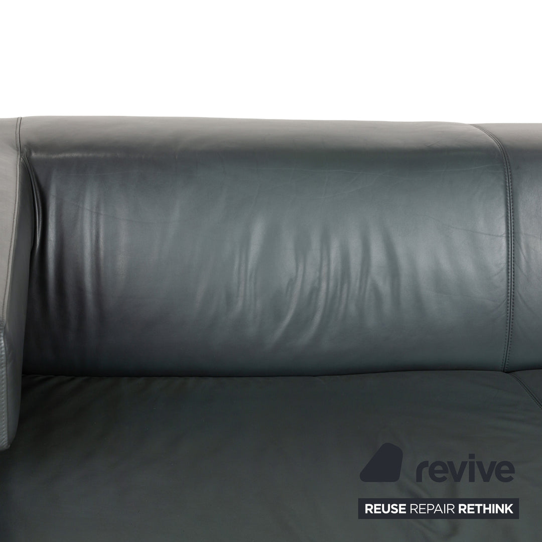 Machalke Crack Leder Zweisitzer Grau Schiefer Sofa Couch