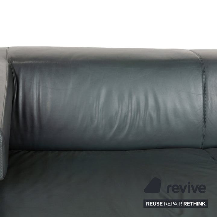 Machalke Crack Leder Zweisitzer Grau Schiefer Sofa Couch
