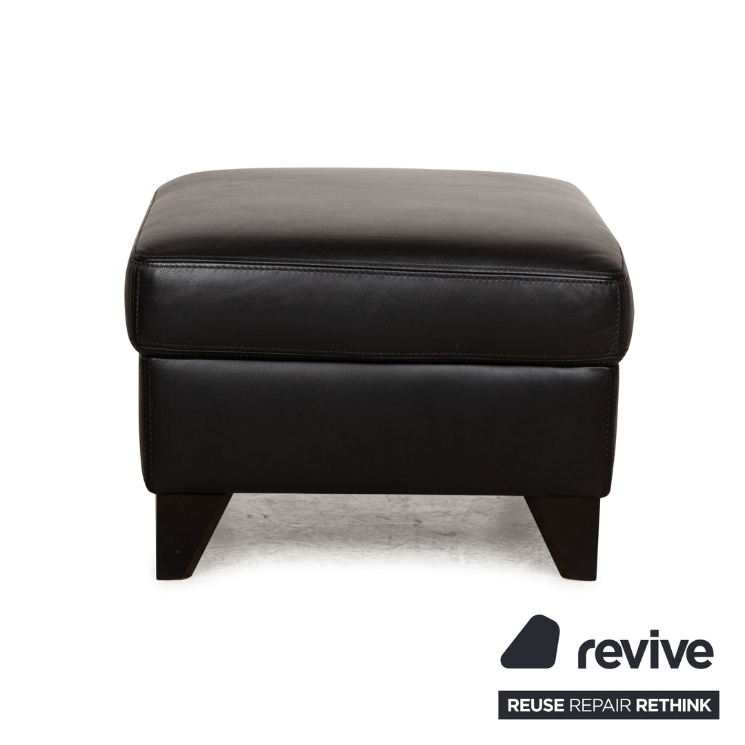 Ensemble de canapé d'angle en cuir Machalke Diego Récamière noir Canapé droit Canapé Tabouret