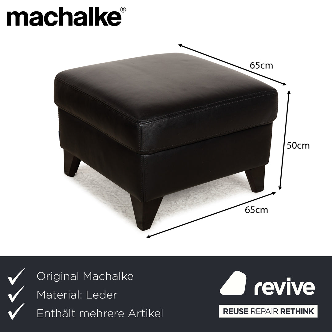 Ensemble de canapé d'angle en cuir Machalke Diego Récamière noir Canapé droit Canapé Tabouret